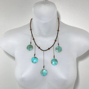 Turquoise And Brown Bead Necklace